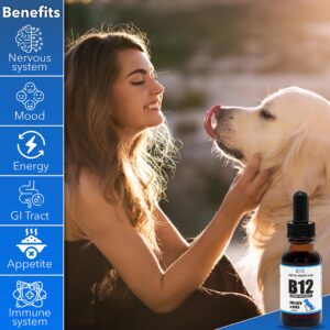 Liquid Vitamin B-12 for Dogs and Cats - Vet Formulated - Effective for All Animals Methylcobalamin (Methyl B12) - Energy, Appetite and Mood - Made in USA