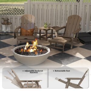 FOOWIN Adirondack Chair with Retractable Ottoman,HDPE Folding Adjustable Adirondack Chair w/4 in 1 Cup Holder Trays,All-Weather Resistant Fire Pit Chair for Outdoor Patio Lawn Set of 2