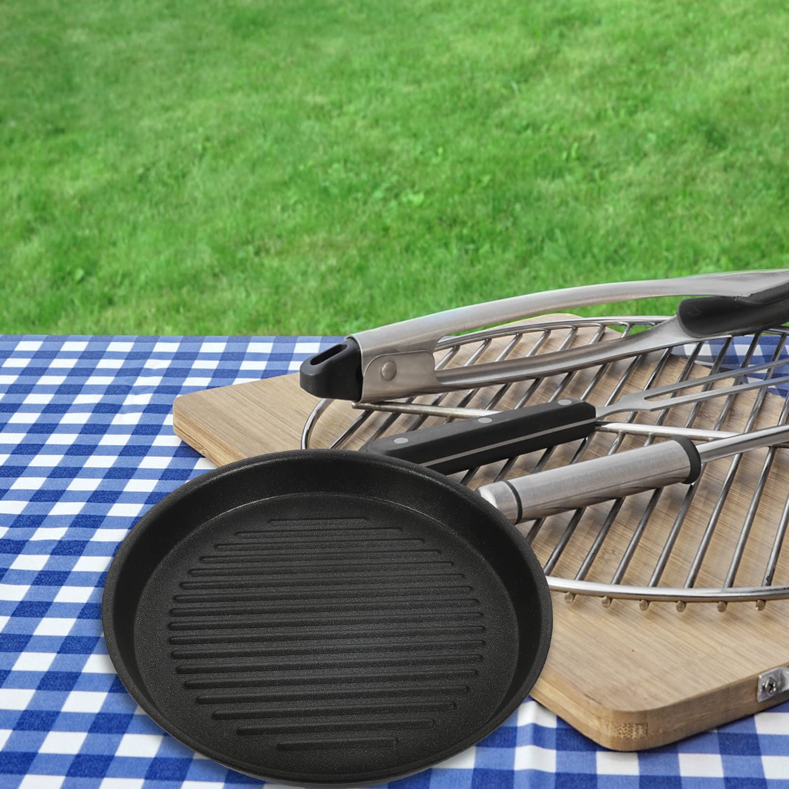 KICHOUSE Non Stick Aluminum Grill Pan for Outdoor Barbecue Versatile Camping Steak Pan for Indoor and Outdoor Cooking Ideal for Grilling and Bbq Use