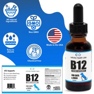 Liquid Vitamin B-12 for Dogs and Cats - Vet Formulated - Effective for All Animals Methylcobalamin (Methyl B12) - Energy, Appetite and Mood - Made in USA