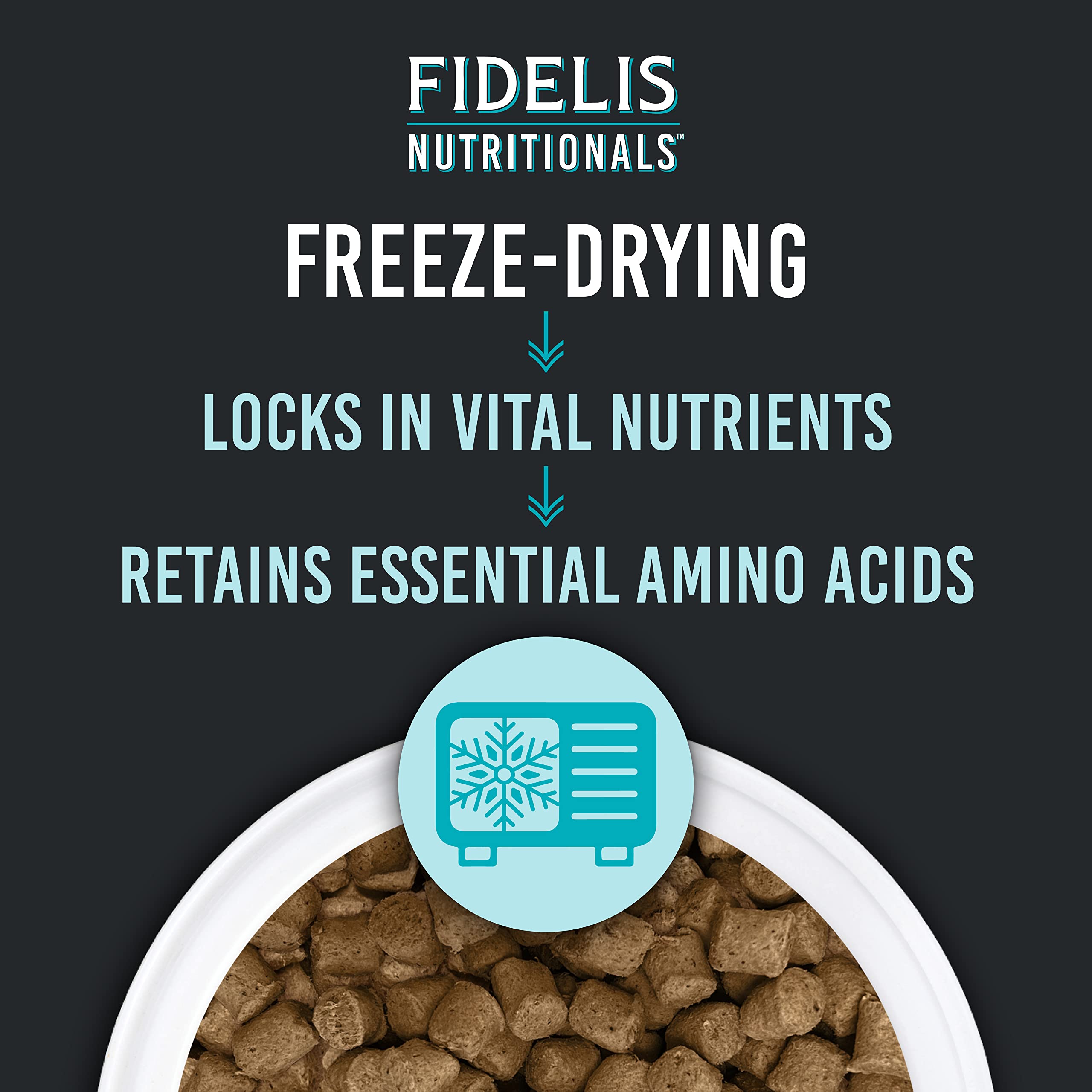 FIDELIS High Protein Grain-Free Freeze-Dried Raw Dog Food, Mixer, Animal Protein, Omega 3, Glucosamine, Cranberries, Blueberries, Active Dogs Small & Large, Adult & Puppy, Made in USA, Beef, 8 oz