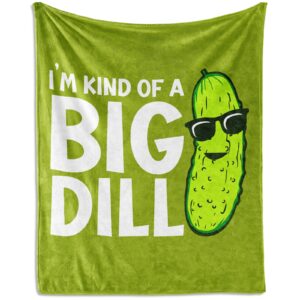 pickle throw blanket for teen - 50x60 inches throw size - soft fluffy cozy blankets gift - green funny blanket throws for living room decorative