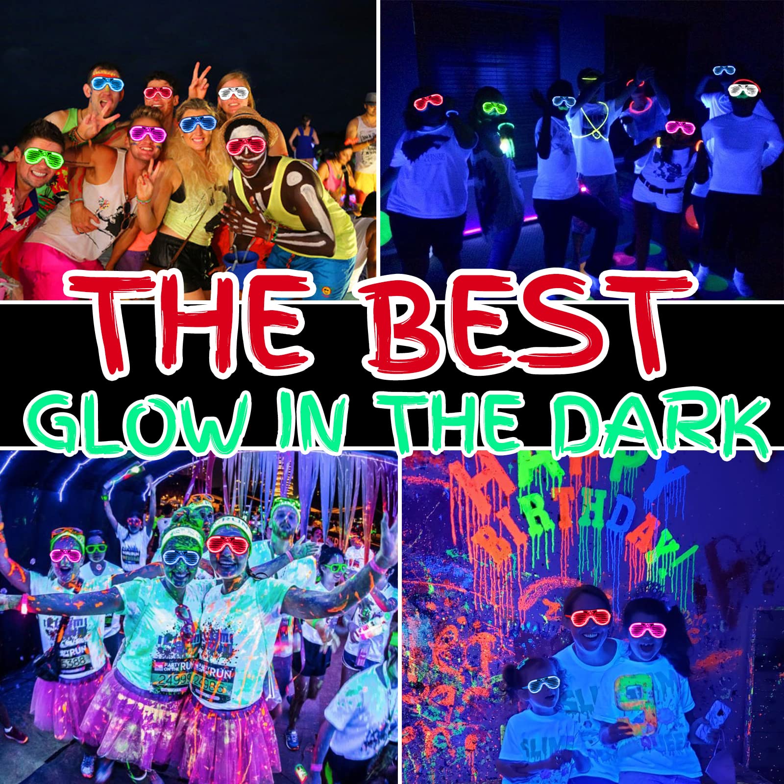 100 Pack Glow in The Dark Glasses Bulk for Kid Adult, 5 Color LED Light Up Glasses with 3 Flashing Modes, Neon Glowing Party Favor Supplies for New Years Eve Birthday Wedding Halloween Goody Bag stuff