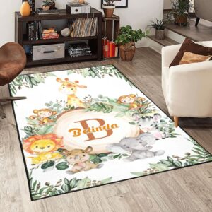 Safari Jungle Animals Personalized Polyester Fiber Non-Slip Home Decor Carpets,Custom Area Rug Carpet Floor Mat for Bedroom Living Room Home Playroom Size 5.2'x7.5'