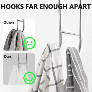 Shower Door Towel Hooks - 9"~13" Length Adjustable Hook for Framed & Frameless Over The Door Glass, Squeegee Holder, Towels Hanger for Bath Suits Rozer Robes Loofahs Shavers, 2-Pack Silver