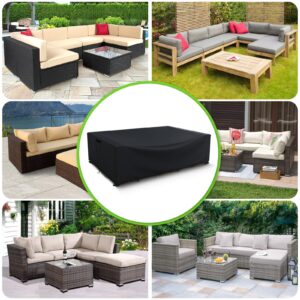 Patio Furniture Covers, 600D Heavy Duty Outdoor Furniture Cover Waterproof, Rectangle Outdoor Table and Chairs Cover, Outdoor Sectional Cover for Winter, Black,126" L x 126" W x 28" H