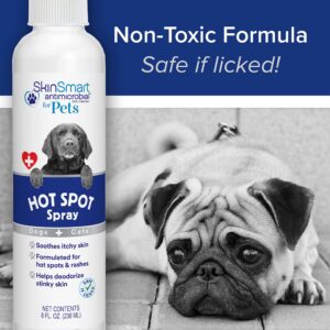 SkinSmart Antimicrobial Hot Spot & Allergy Relief Spray for Dogs & Cats | Pet Healing Aid, Itch Relief | 8 oz Spray