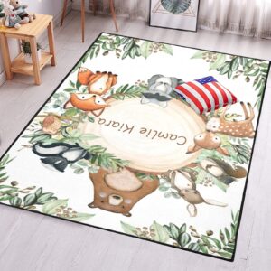 Woodland Animals Personalized Polyester Fiber Non-Slip Home Decor Carpets,Custom Area Rug Carpet Floor Mat for Bedroom Living Room Home Playroom Size 5.2'x7.5' Option 6