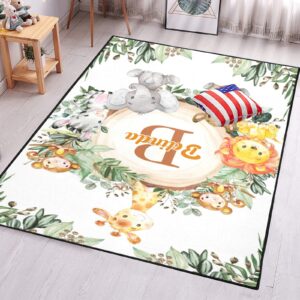 Safari Jungle Animals Personalized Polyester Fiber Non-Slip Home Decor Carpets,Custom Area Rug Carpet Floor Mat for Bedroom Living Room Home Playroom Size 5.2'x7.5'