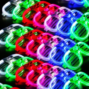 100 Pack Glow in The Dark Glasses Bulk for Kid Adult, 5 Color LED Light Up Glasses with 3 Flashing Modes, Neon Glowing Party Favor Supplies for New Years Eve Birthday Wedding Halloween Goody Bag stuff