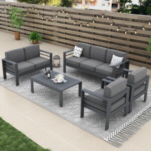 Vakollia Modern Aluminum Outdoor Patio Loveseat 2 seat Sofa with Olefin Cushions