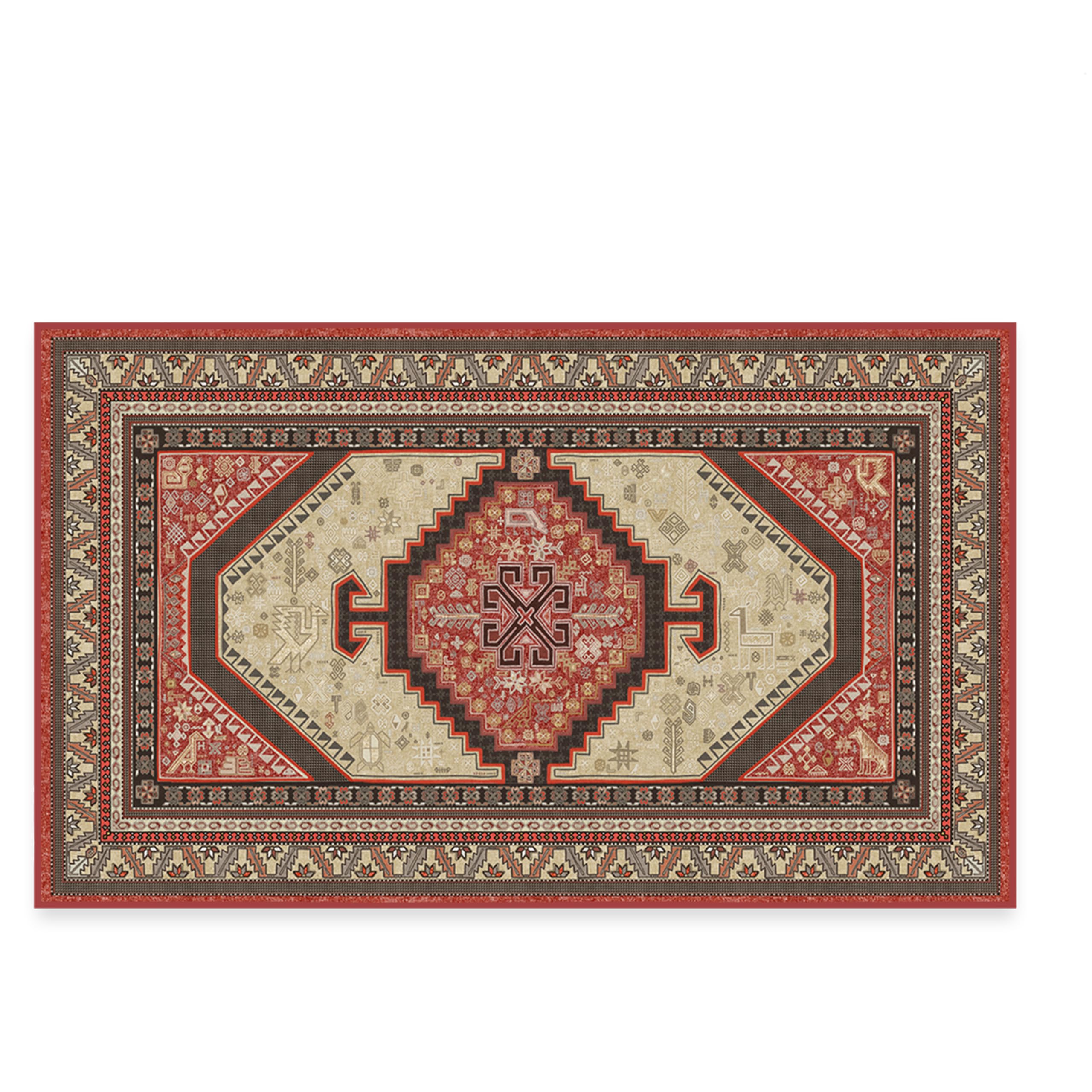 RUGGABLE Washable 3x5 Area Rug, Zareen Paprika Red, Premium Rugs for Living Room, Bedroom, Kitchen, Office, Classroom with Gripper Non Slip Pad