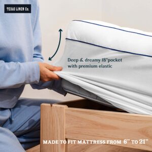 Texas Linen Co. Twin XL Cooling Mattress Topper, Pillow-Top Optimum Thickness, Soft 100% Cotton Fabric, Breathable & Plush Quilted Down-Like Fill, Snug Deep Pocket fit White