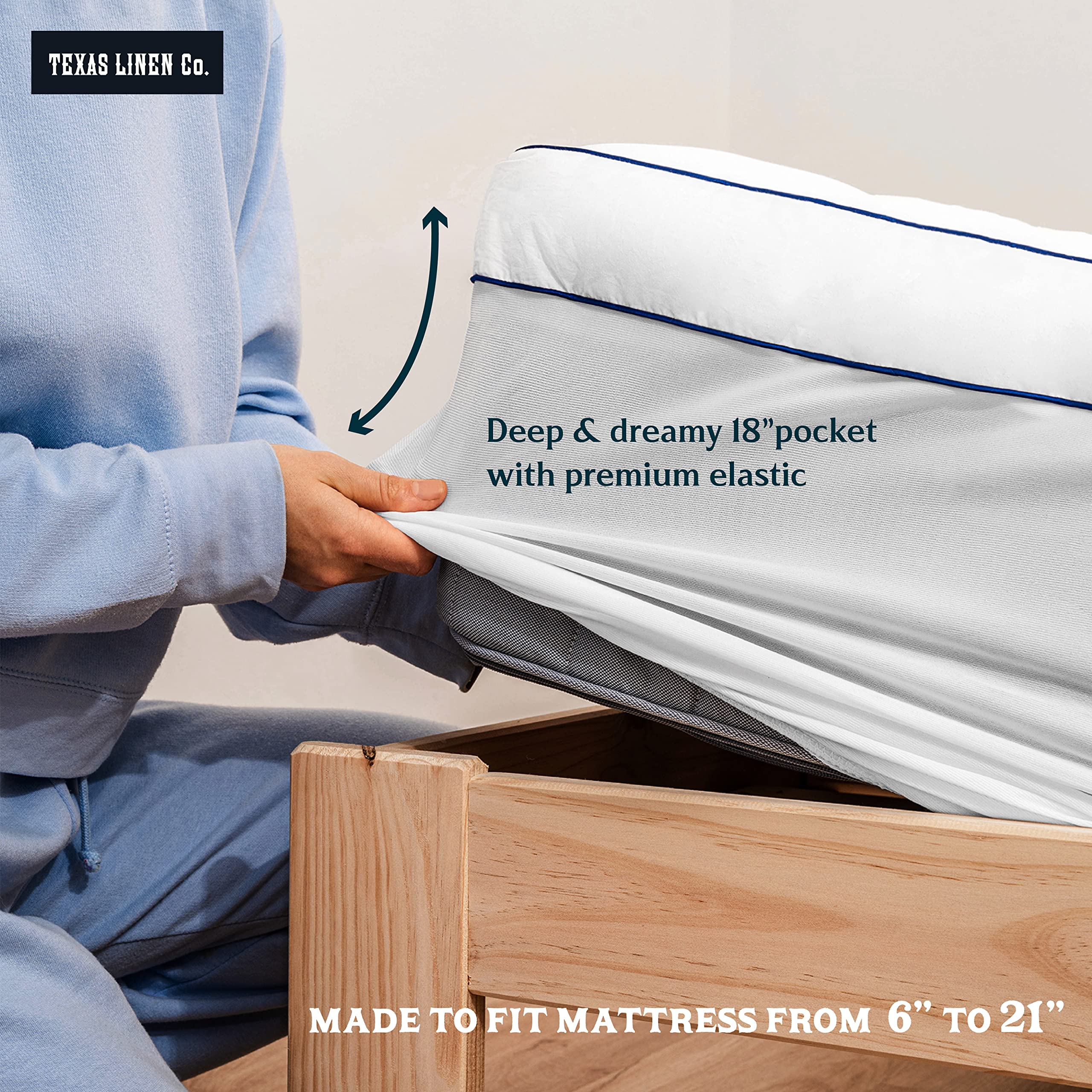 Texas Linen Co. Full Cooling Mattress Topper, Pillow-Top Optimum Thickness, Soft 100% Cotton Fabric, Breathable & Plush Quilted Down-Like Fill, Snug Deep Pocket fit White