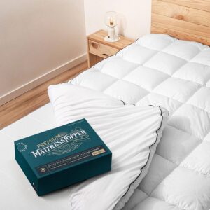 texas linen co. twin xl cooling mattress topper, pillow-top optimum thickness, soft 100% cotton fabric, breathable & plush quilted down-like fill, snug deep pocket fit white