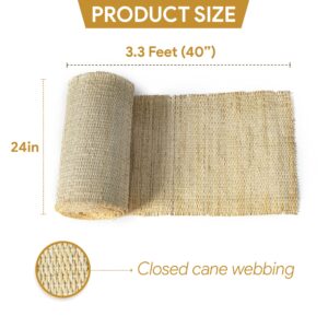 LUSYDECO 24" Width Natural Rattan Cane Webbing Roll 3 Feet Length Closed Weave Rattan Fabric Furniture Woven Rattan Sheets for Crafts Cane Weave Rattan Material Natural Chair Caning (3 FEET)