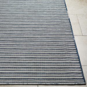 Mark&Day Outdoor Rugs, 5x7 Acheri Modern Indoor/Outdoor Dark Blue Area Rug, Non Shedding Blue Beige Carpet for Patio, Porch, Deck, Bedroom, Living Room or Kitchen (5'1" x 7')