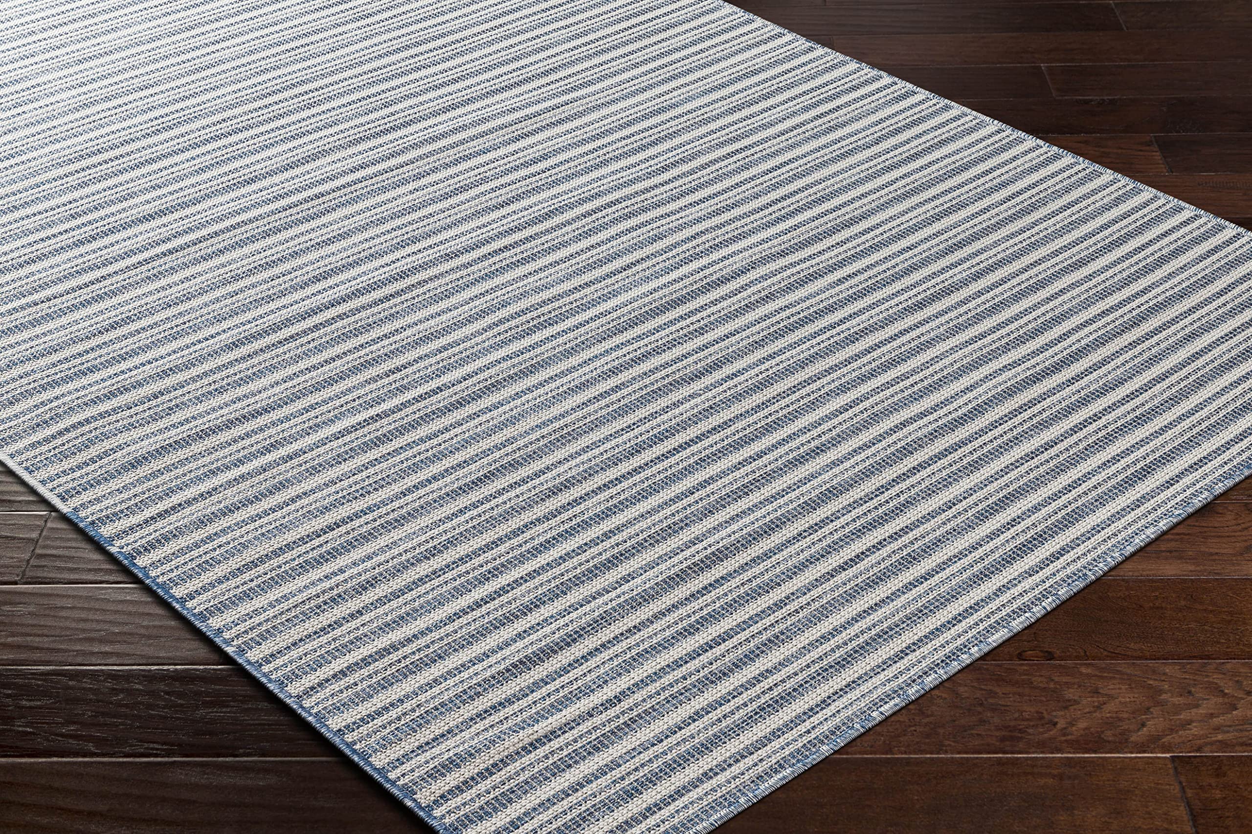 Mark&Day Outdoor Rugs, 5x7 Acheri Modern Indoor/Outdoor Dark Blue Area Rug, Non Shedding Blue Beige Carpet for Patio, Porch, Deck, Bedroom, Living Room or Kitchen (5'1" x 7')