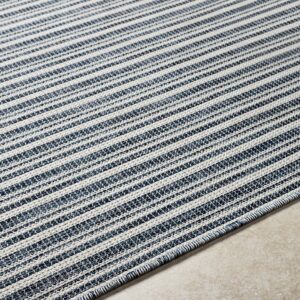 Mark&Day Outdoor Rugs, 5x7 Acheri Modern Indoor/Outdoor Dark Blue Area Rug, Non Shedding Blue Beige Carpet for Patio, Porch, Deck, Bedroom, Living Room or Kitchen (5'1" x 7')