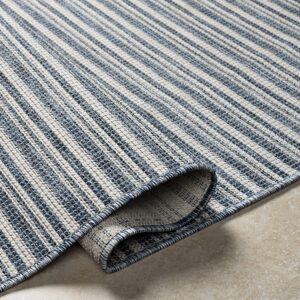 Mark&Day Outdoor Rugs, 5x7 Acheri Modern Indoor/Outdoor Dark Blue Area Rug, Non Shedding Blue Beige Carpet for Patio, Porch, Deck, Bedroom, Living Room or Kitchen (5'1" x 7')