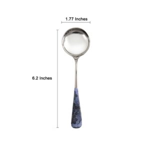 Stainless Steel Coffee Round Spoon,Korean Dessert Spoon,Hexagonal Pattern Mixed Color Tea Spoon for Home, Kitchen or Restaurant, Set of 4 Coffee Spoons, 6 Inches.