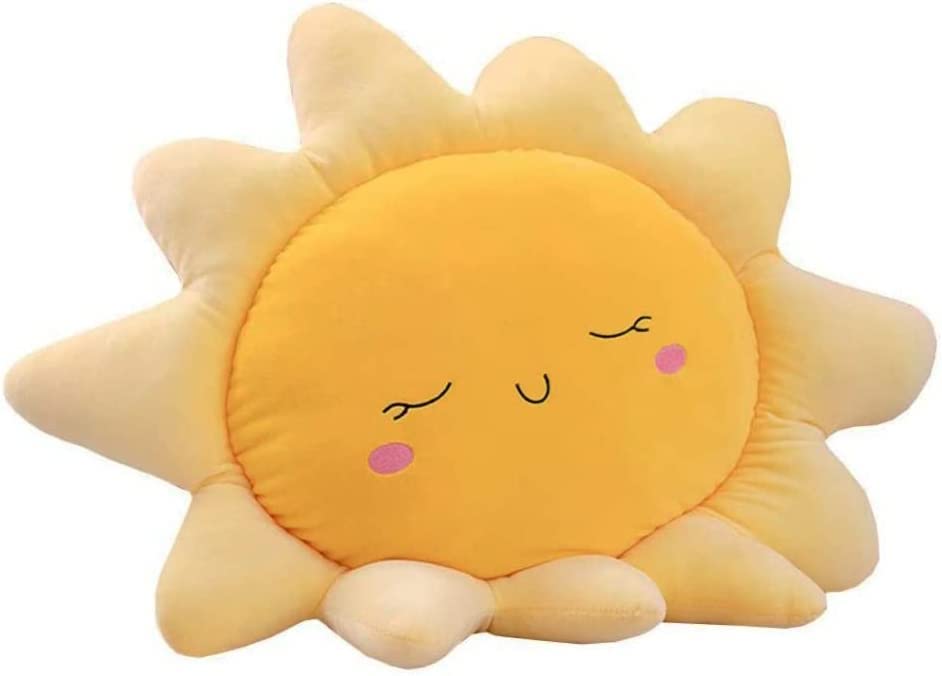 JOSON Sun Shaped Pillow Cute Sun seat Cushion Chair Cushion, Soft Plush Toy Pillow, Used for Home Decoration Children's and Girls' Birthday Gifts (17.8 inch Yellow)