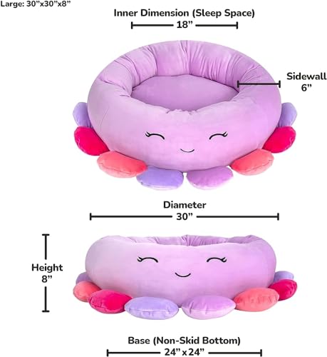 Squishmallows 24-Inch Beula Octopus Pet Bed - Medium Ultrasoft Official Squishmallows Plush Pet Bed