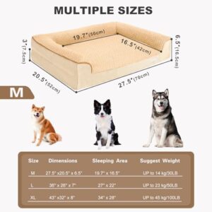 JOYELF Orthopedic Dog Bed for Medium Dogs, Foam Sofa Couch Bed, Bolster Waterproof Pet Bed with Removable Washable Cover and Nonskid Bottom, Durable Dog Bed Couch for Medium Dogs -Khaki