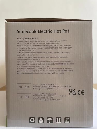 Audecook Hot Pot Electric 2L, Cermic Glaze Non-Stick Frying Pan 8 Inch, Portable Travel Cooker for Ramen/Steak/Fried Rice/Oatmeal/Soup, with Dual Power Control (Silicone Spatula Included)