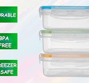 Kitchen & Cabana - Set of 3 - Fun Size Sandwich Containers - Reusable, BPA Free Plastic, Snap Shut Lids with Airtight Silicone Seal. Great for Sandwiches, Snacks and Storage (K&C-3PK)