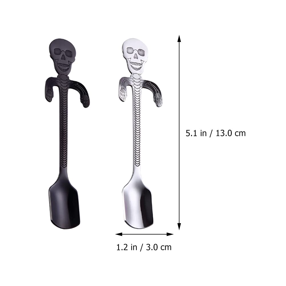 1 set Skull Shape Spoons Tea Espresso Stirring Spoons Creative Tableware Home Dessert Halloween Parties