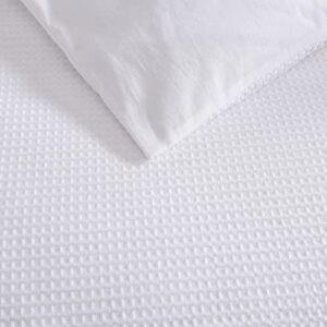 ED Ellen DeGeneres- Queen Duvet Cover Set, All Cotton Bedding Set, Modern Home Decor (Waffle White, Queen)