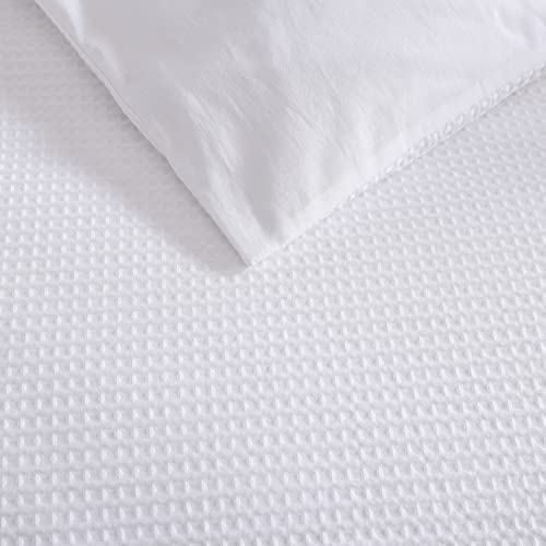 ED Ellen DeGeneres- Queen Duvet Cover Set, All Cotton Bedding Set, Modern Home Decor (Waffle White, Queen)