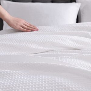 ED Ellen DeGeneres- Queen Duvet Cover Set, All Cotton Bedding Set, Modern Home Decor (Waffle White, Queen)