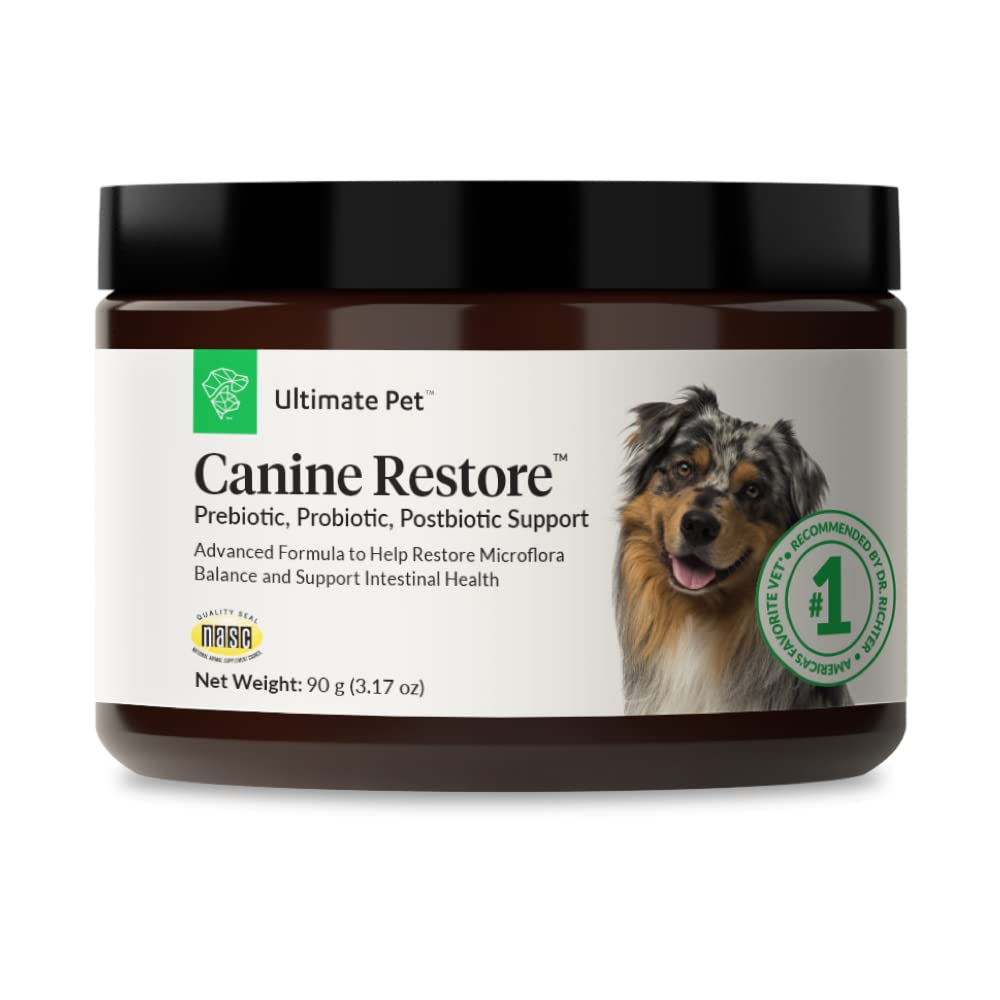 Ultimate Pet Nutrition Canine Restore, Prebiotic, Probiotic, Postbiotic, Digestive Health, Immunity Support, Vet Formulated, Powder, Food Topper