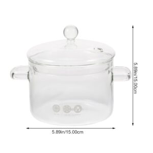 Vaguelly Glass Pots for Cooking: 1500ml Glass Saucepan with Cover Clear Glass Cooking Pot with Lid Cooking Stew Pot for Noodle Milk Soup, for Microwave and Stovetop