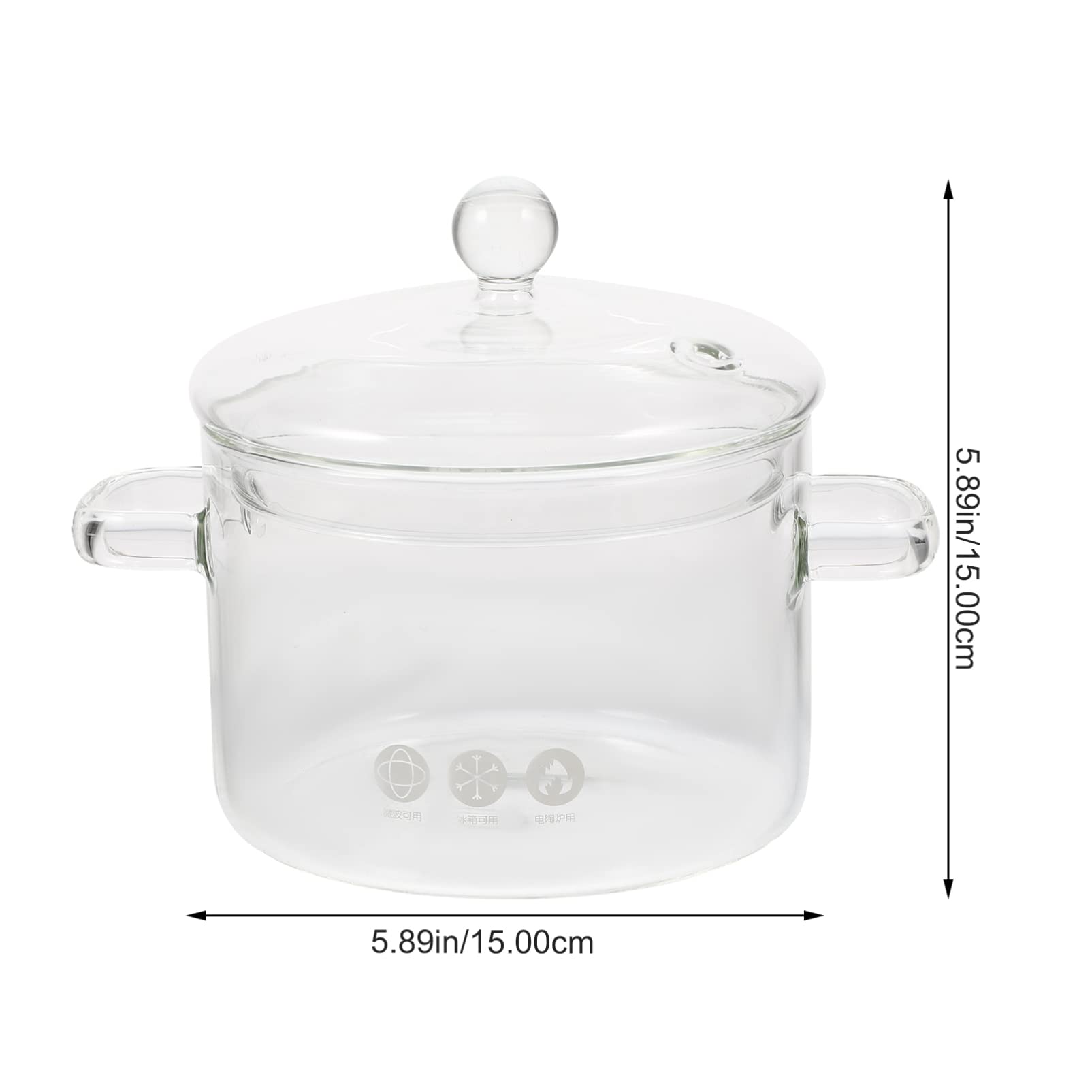 Vaguelly Glass Pots for Cooking: 1500ml Glass Saucepan with Cover Clear Glass Cooking Pot with Lid Cooking Stew Pot for Noodle Milk Soup, for Microwave and Stovetop