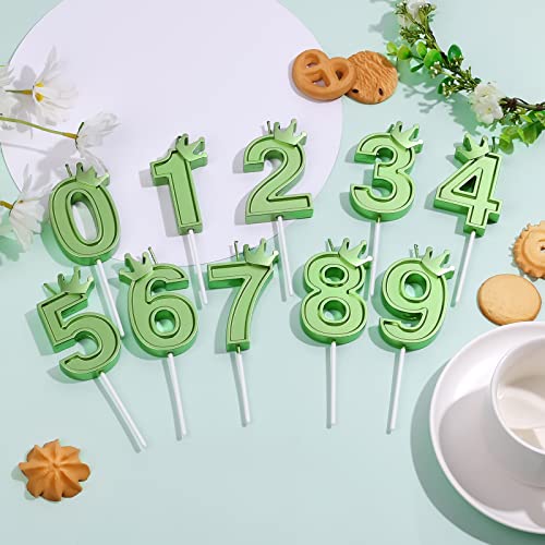 3inch Birthday Number Candle, 3D Candle Cake Topper with Crown Cake Numeral Candles Number Candles for Birthday Anniversary Parties (Green; 1)