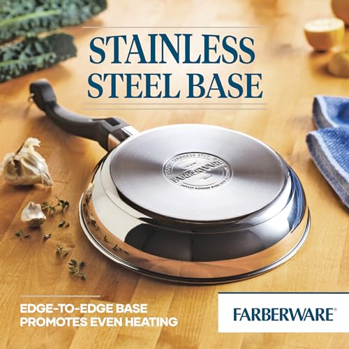 Farberware Classic Traditions Stainless Steel Cookware Induction Pots and Pans Set with Prestige Cooking Utensils, 12 Piece - Stainless Steel