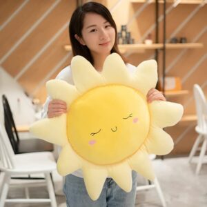 JOSON Sun Shaped Pillow Cute Sun seat Cushion Chair Cushion, Soft Plush Toy Pillow, Used for Home Decoration Children's and Girls' Birthday Gifts (17.8 inch Yellow)