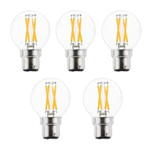 Greeogin Dimmable 4W B22 G16.5 Vintage Bayonet LED Mini Globe Blub Warm White 2700K, 40W Halogen Replacement for Beside Lamp Ceiling Fan Pendant Lights Chandelier Fixture,400 lm 5-Pack