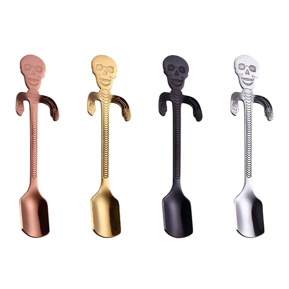 1 set Skull Shape Spoons Tea Espresso Stirring Spoons Creative Tableware Home Dessert Halloween Parties