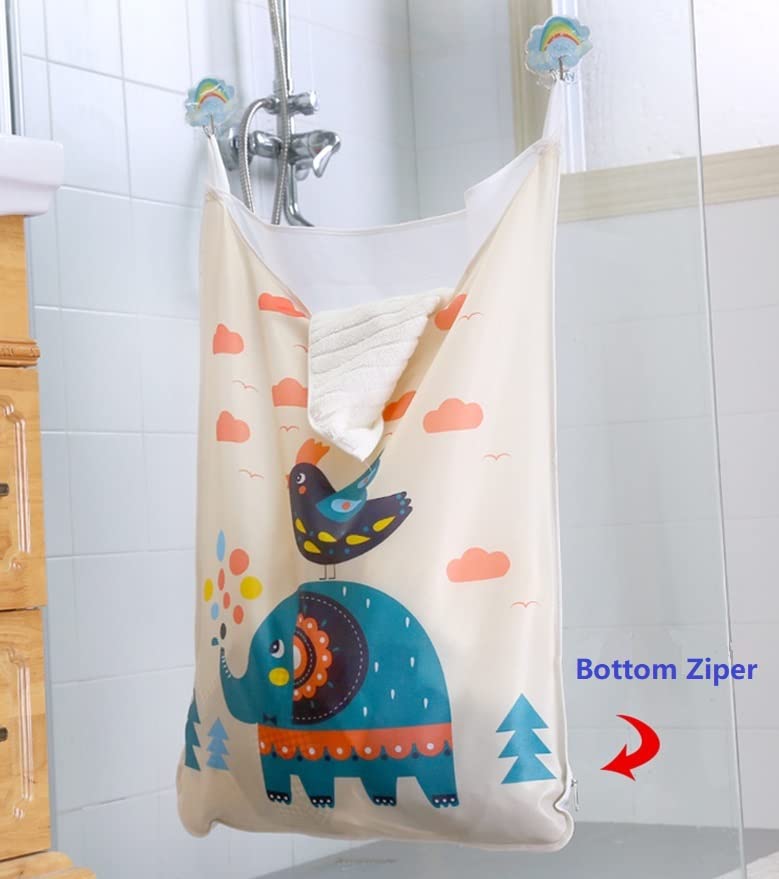 2 Pack Hanging Laundry Hamper - Durable Space Saving Kids Travel Laundry Bag with 2 Hook Types with Zipper and Wide Open Top Machine Washable