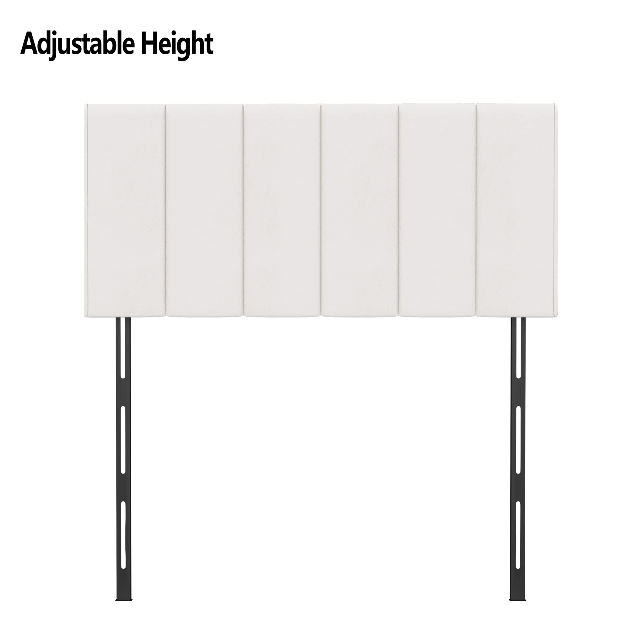 Yongchuang Upholstered King Headboard Foldable White Headboard for King/Cal King Size Bed Faux Leather Wall Heaboard Panels Adjustable Height