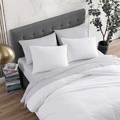 ED Ellen DeGeneres- Queen Duvet Cover Set, All Cotton Bedding Set, Modern Home Decor (Waffle White, Queen)