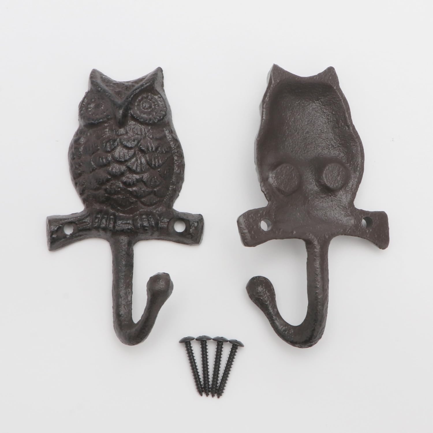 Cast Iron Owl Wall Hooks Rustic Outdoor Towel Hooks Home Hang Clothes Hats Animal Key Holder for Wall Indoor Farmhouse Decorative Hooks 2 Pcs (Owl)