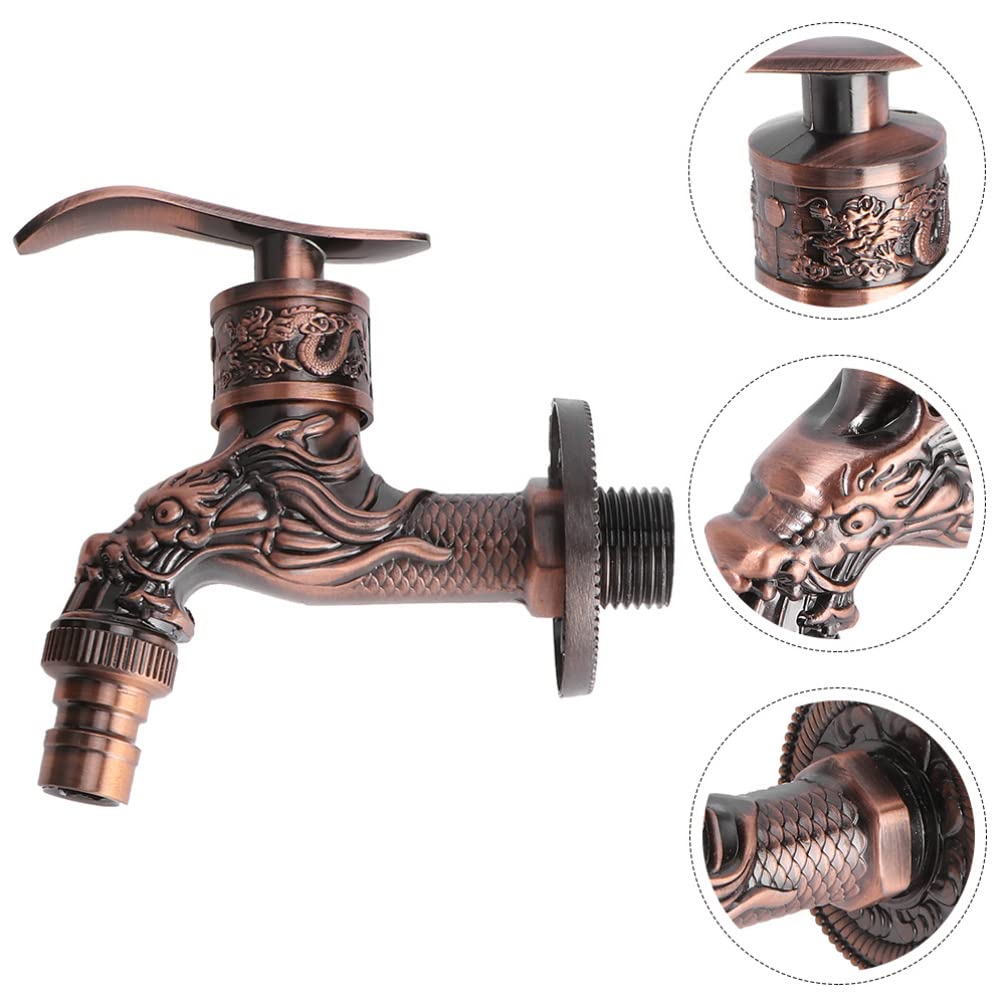 Yardwe Retro Faucet Vintage Wall Water Faucet Hose Bib Vintage Kitchen Faucet Basin Water Tap Spigot Sink Water Tap Bathtub Faucet Sink Accessory Dressing Table Zinc Alloy Old Fashioned