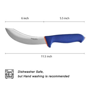 BOLEXINO 6 Inch Skining Knife, Professional Butcher Knife Made of German Stainless Steel, Sharp Kitchen Knife W/Non-slip Softgrip for Home Kitchen Slaughterhouse And Restaurant (Blue