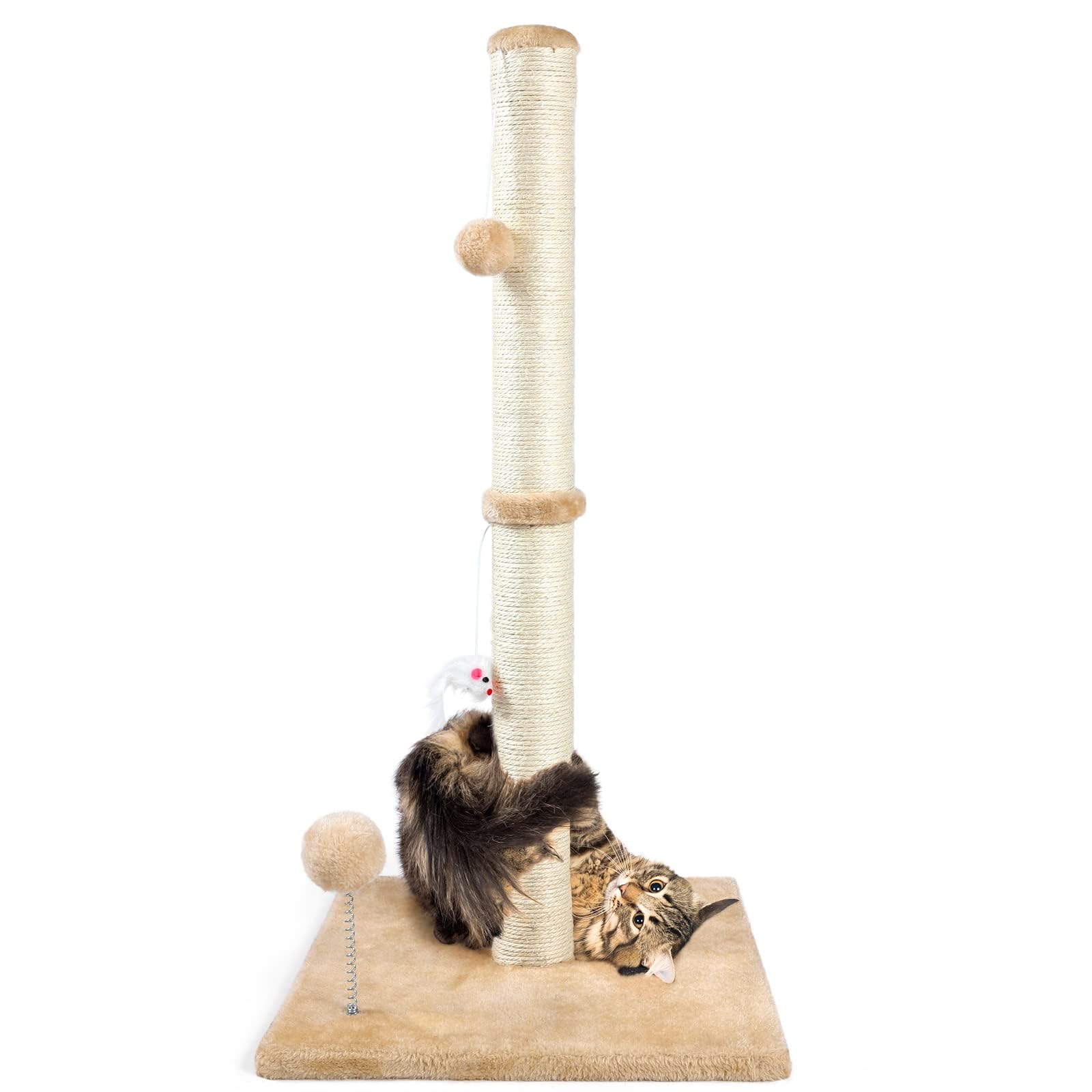 ANWA 32" Tall Cat Scratching Posts for Indoor Cats, 3-in-1 Cat Scratching Post with Plush Toys, Premium Sisal Post for Cats at All Ages with Reinforced Stable Base