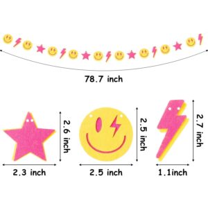 AsodSway Preppy Garland Party Decorations - 4P Christmas Preppy Smile Face Lighting Star Garland College Room Decor Xmas Theme Dorm Classroom Decorations, Trendy Style Sweet Room Decor for Teen Girls